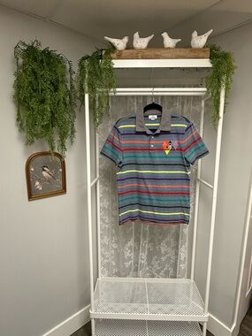 Jack & Jones Slim Fit Polo Shirt Mens M Multicolor Striped Cotton Short Sleeve